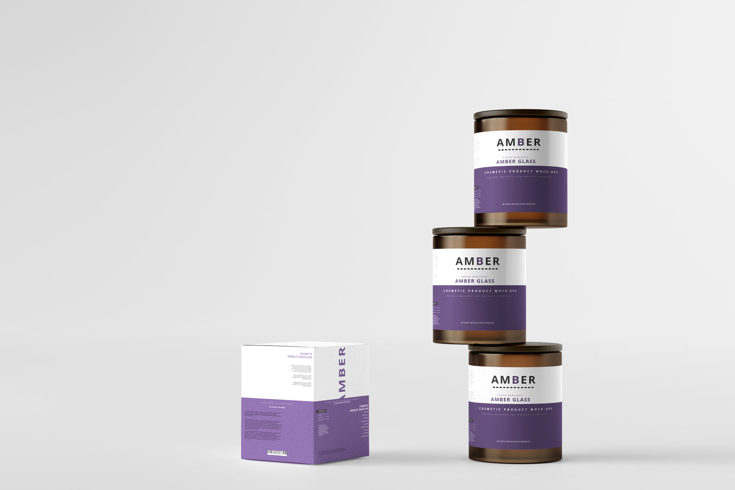 Wooden Lid Amber Glass Jar Mockups