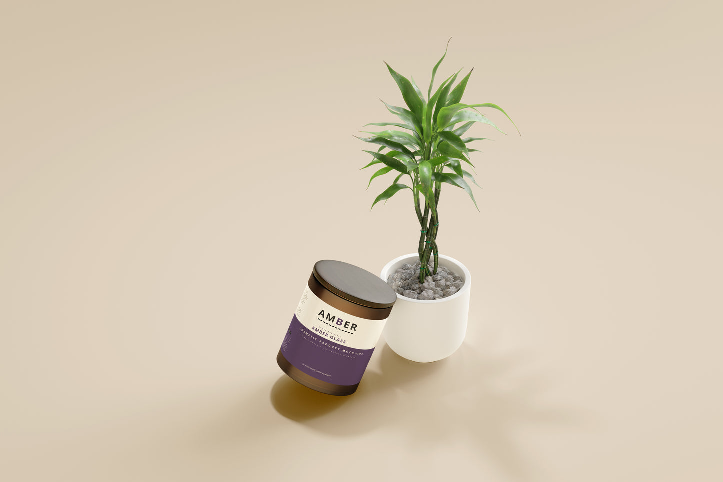 Wooden Lid Amber Glass Jar Mockups