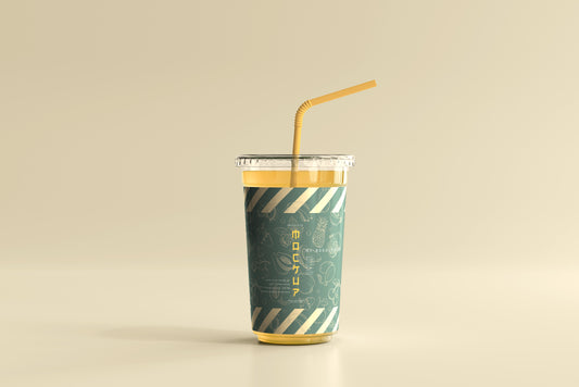 Flat Lid Large Plastic Cup Mockup