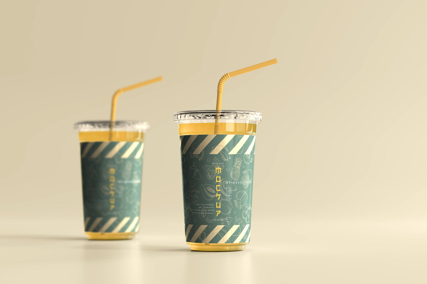 Flat Lid Large Plastic Cup Mockup