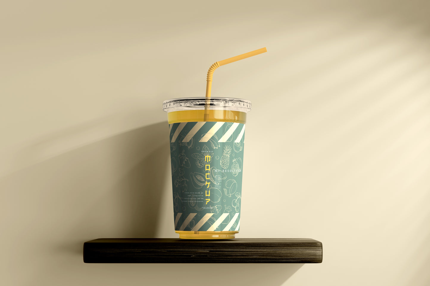 Flat Lid Large Plastic Cup Mockup