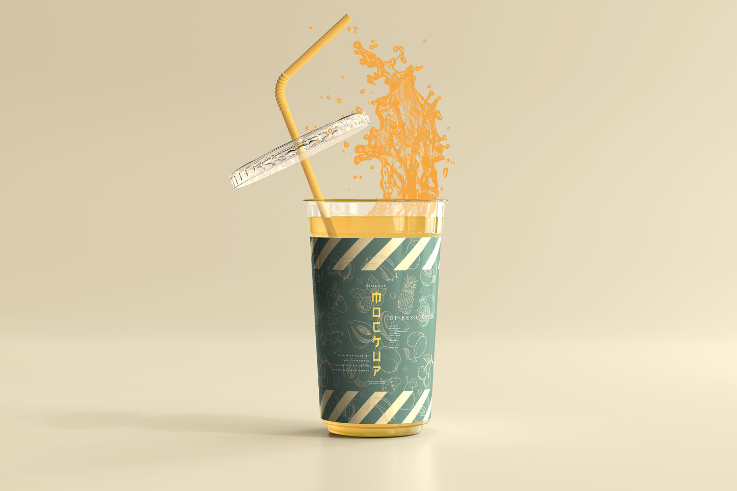Flat Lid Large Plastic Cup Mockup
