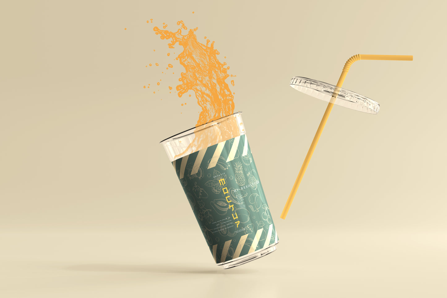Flat Lid Large Plastic Cup Mockup