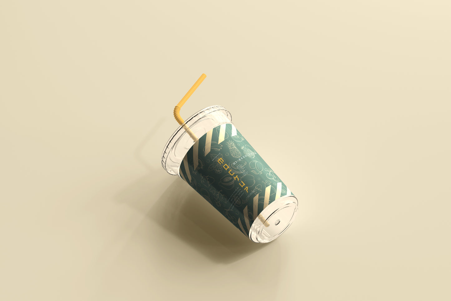 Flat Lid Large Plastic Cup Mockup