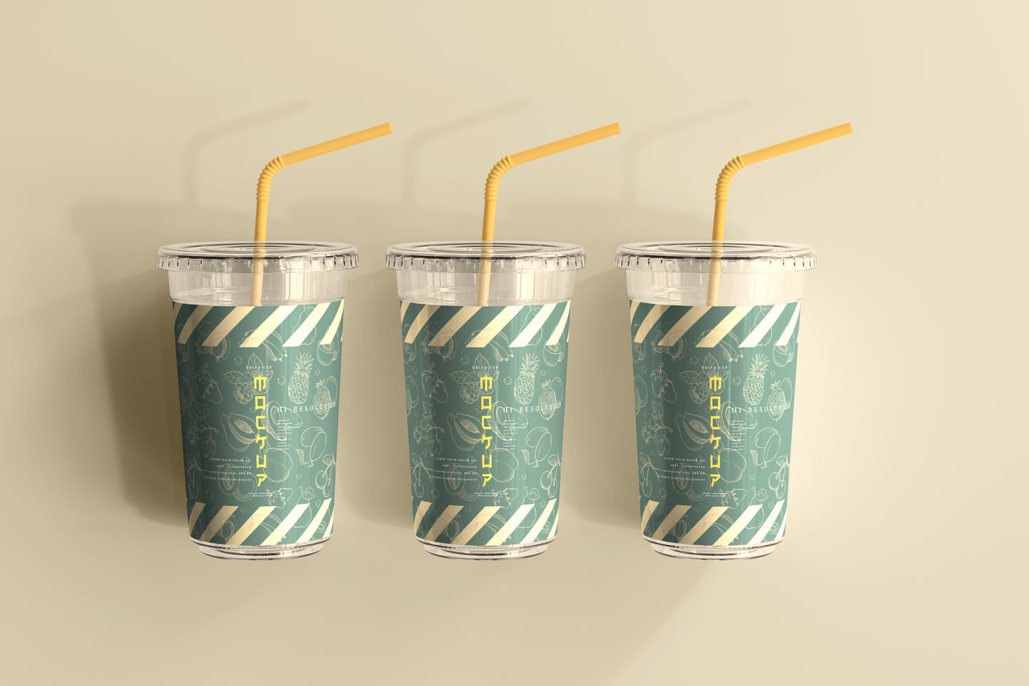 Flat Lid Large Plastic Cup Mockup