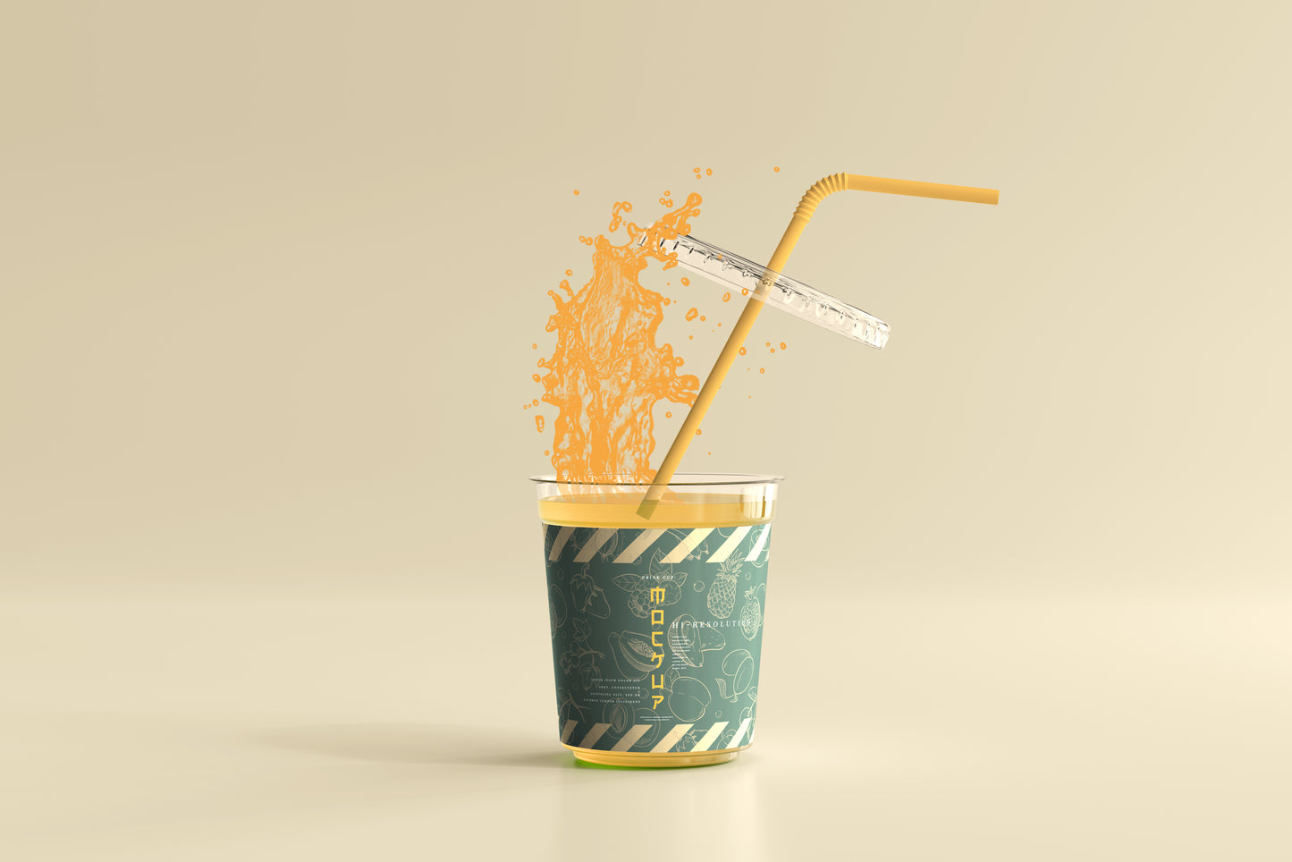 Flat Lid Small Plastic Cup Mockup