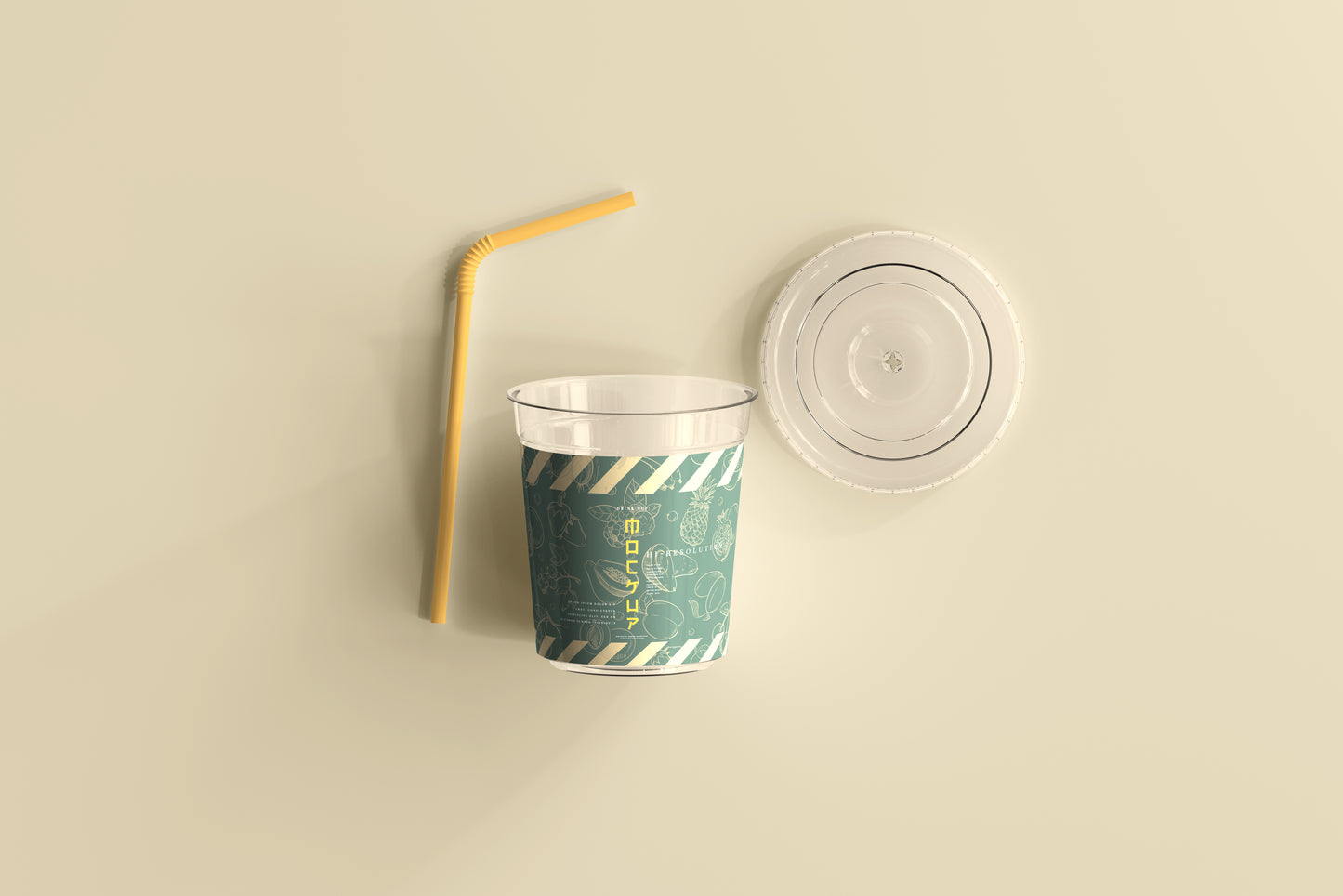 Flat Lid Small Plastic Cup Mockup