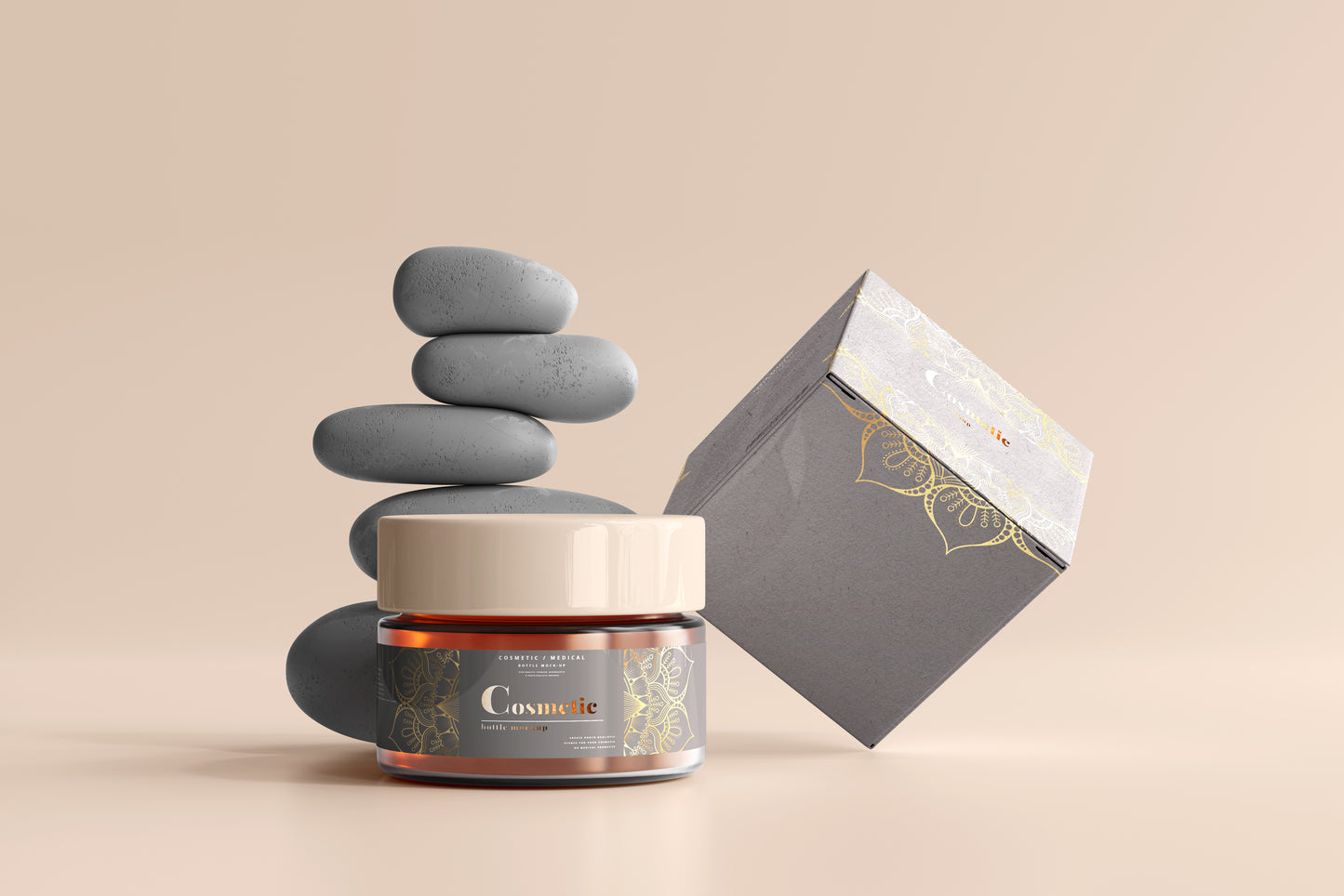 Cosmetic Glass Jar Mockup