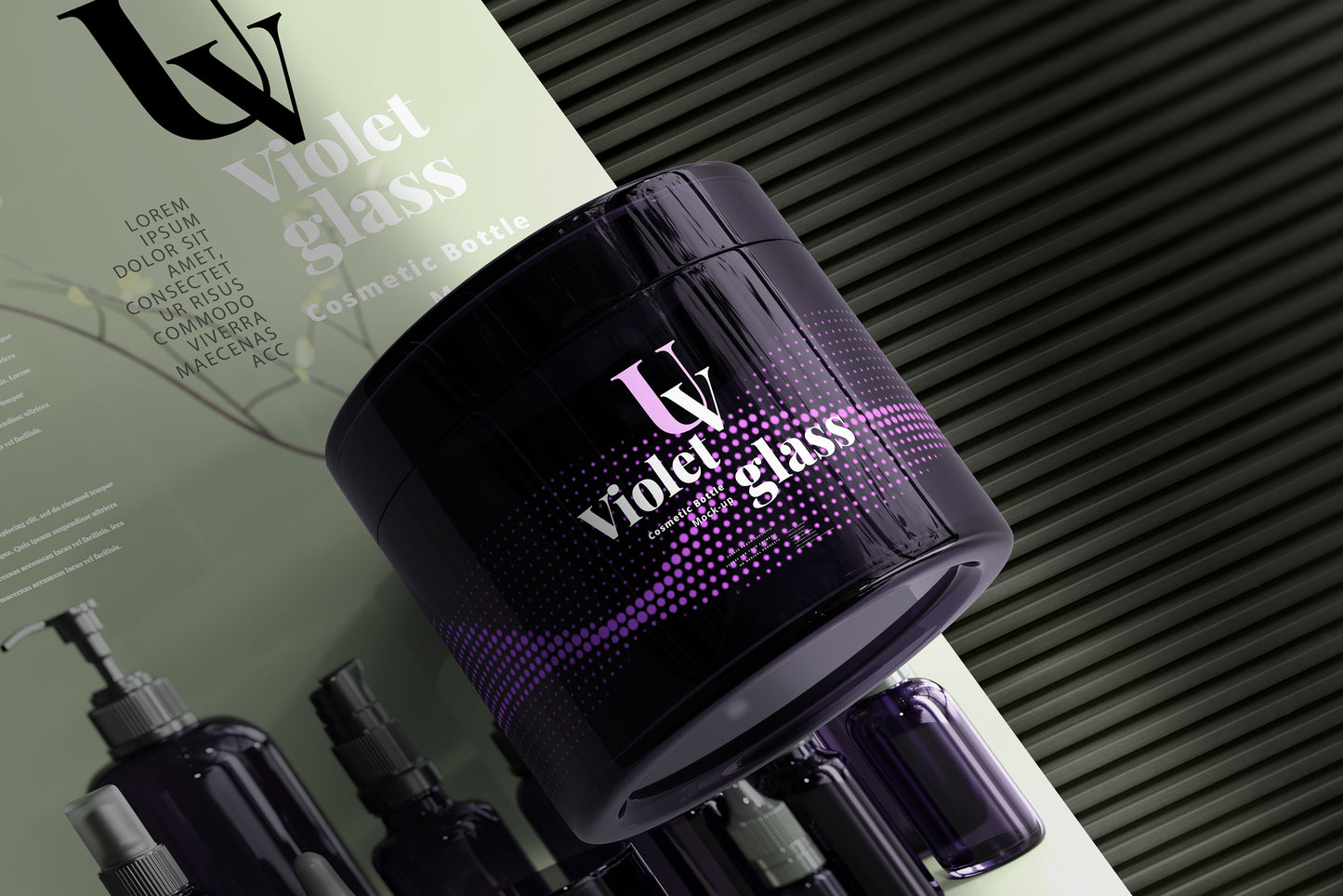 UV Glass Cosmetic Jar Mockups