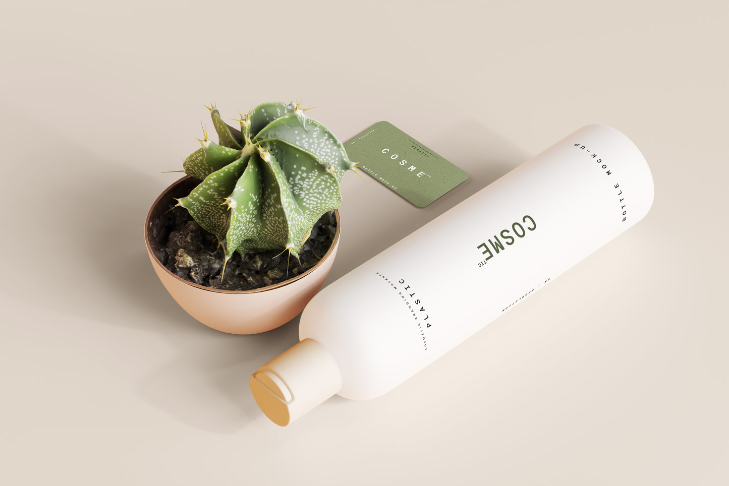 Disc Top-Cap Cosmetic Bottle Mockups - L