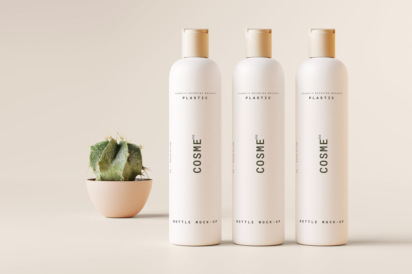 Disc Top-Cap Cosmetic Bottle Mockups - L