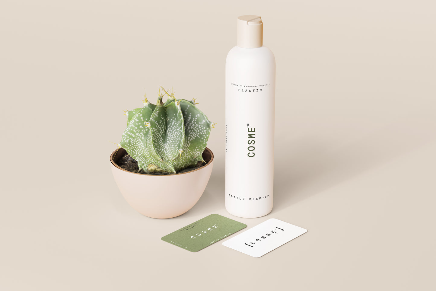 Disc Top-Cap Cosmetic Bottle Mockups - L