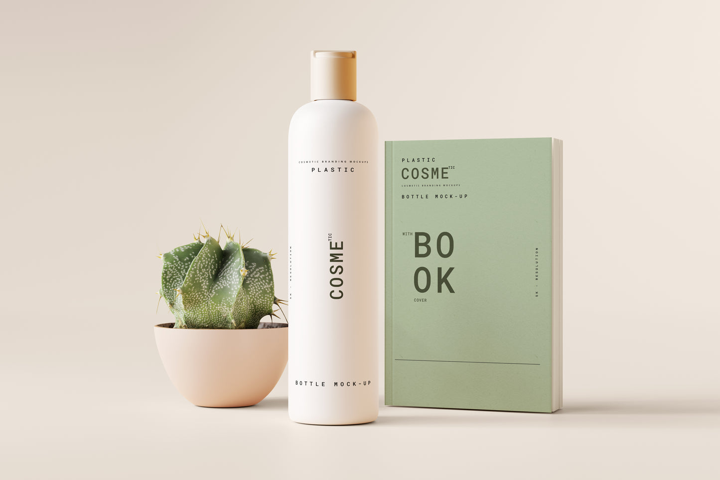 Disc Top-Cap Cosmetic Bottle Mockups - L