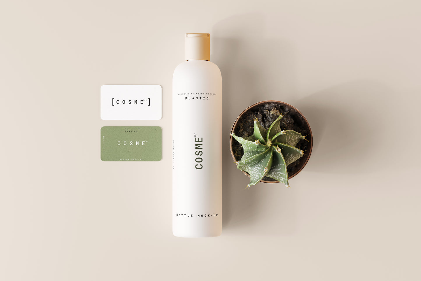 Disc Top-Cap Cosmetic Bottle Mockups - L