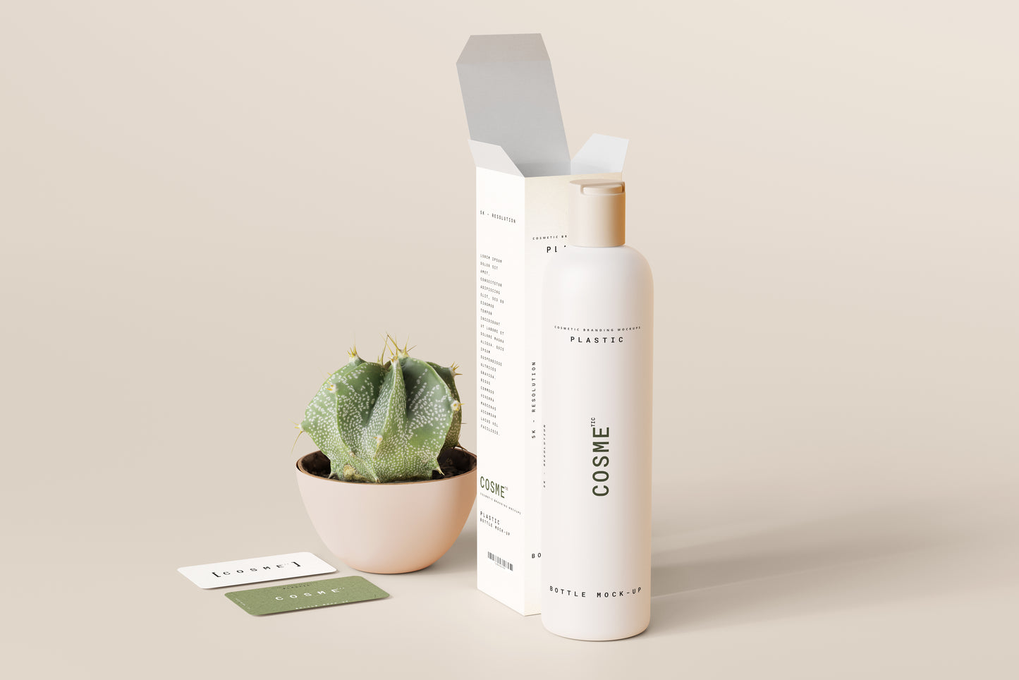 Disc Top-Cap Cosmetic Bottle Mockups - L