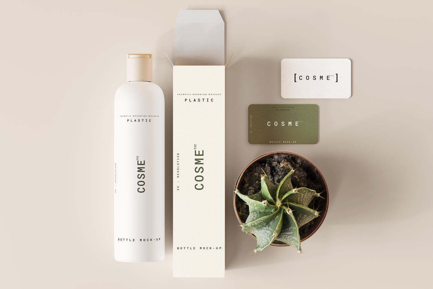 Disc Top-Cap Cosmetic Bottle Mockups - L