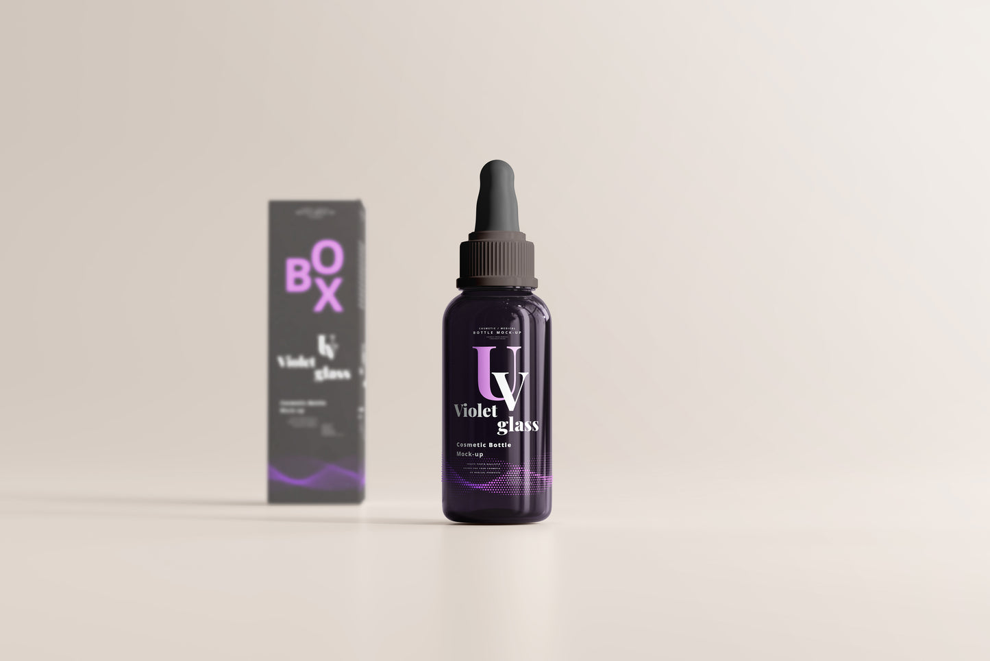 UV Glass Large Dropper Bottle Mockups