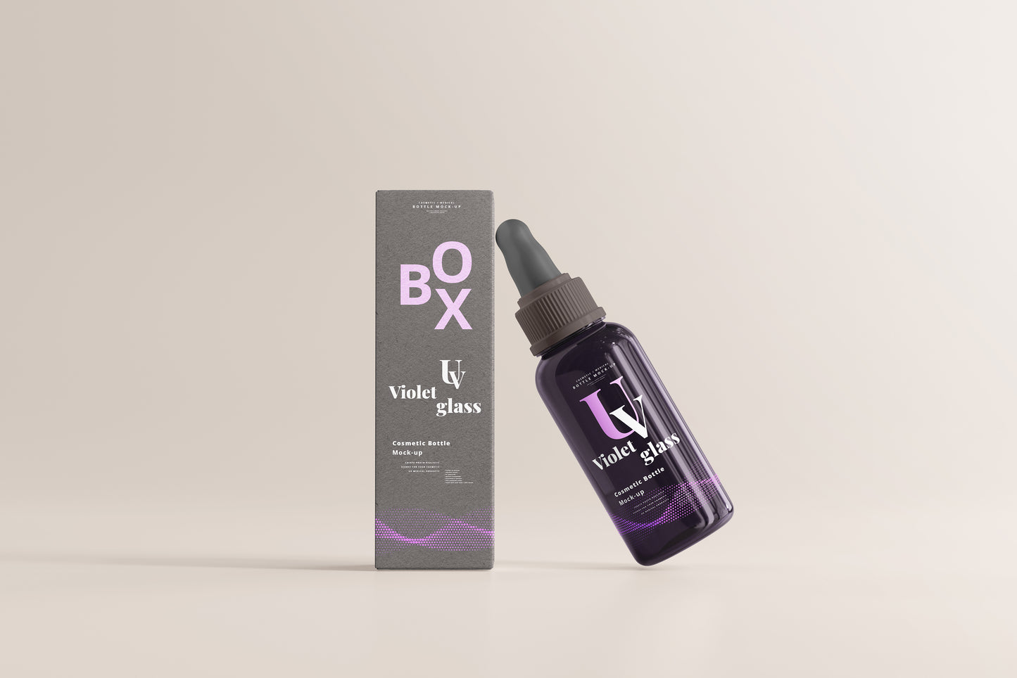 UV Glass Large Dropper Bottle Mockups