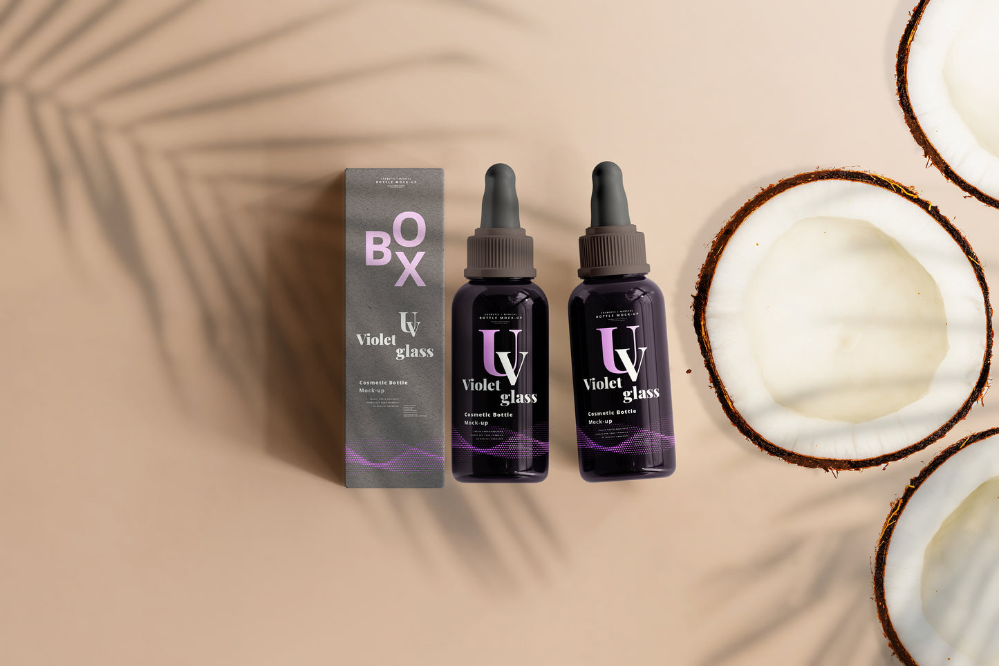 UV Glass Large Dropper Bottle Mockups