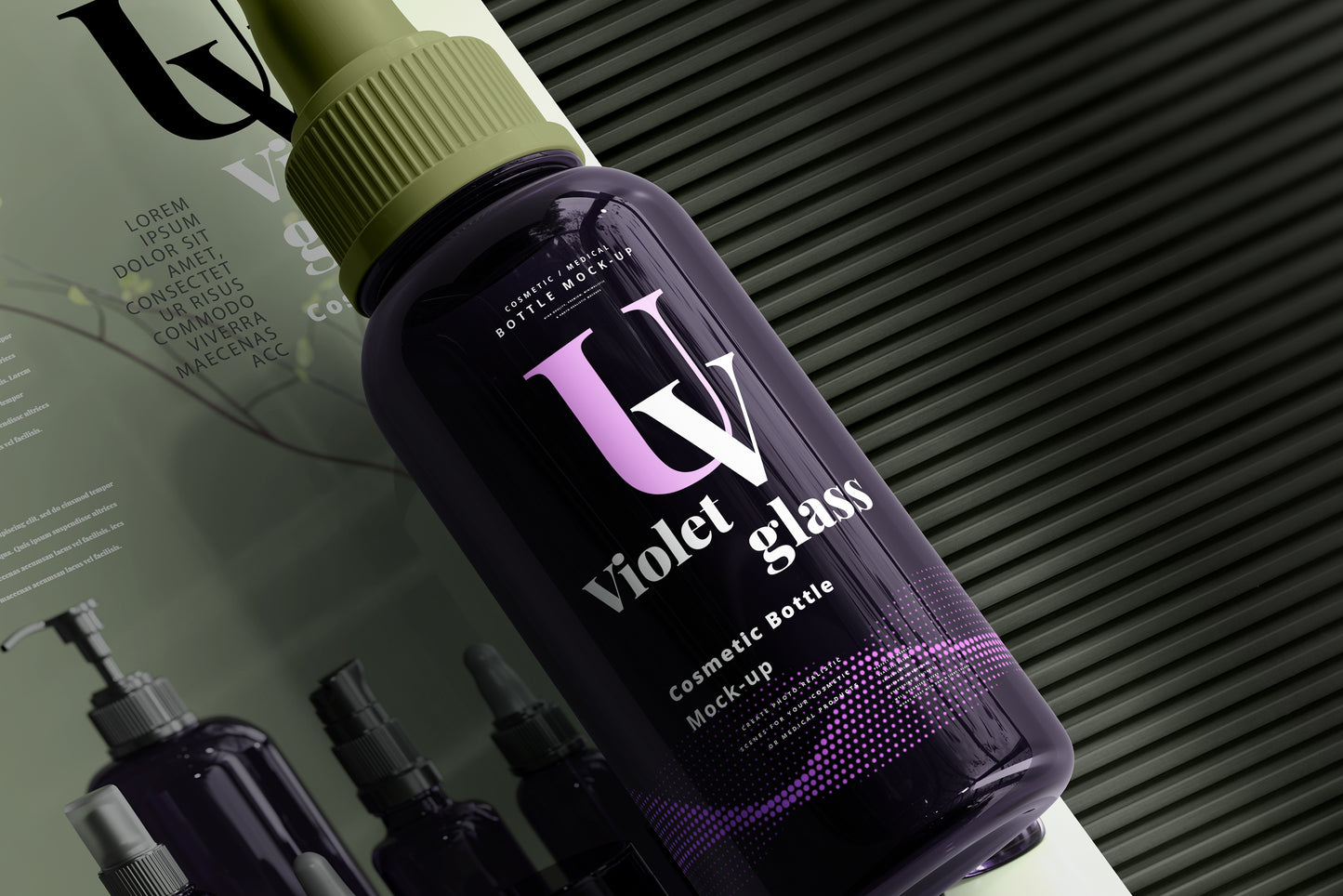 UV Glass Large Dropper Bottle Mockups