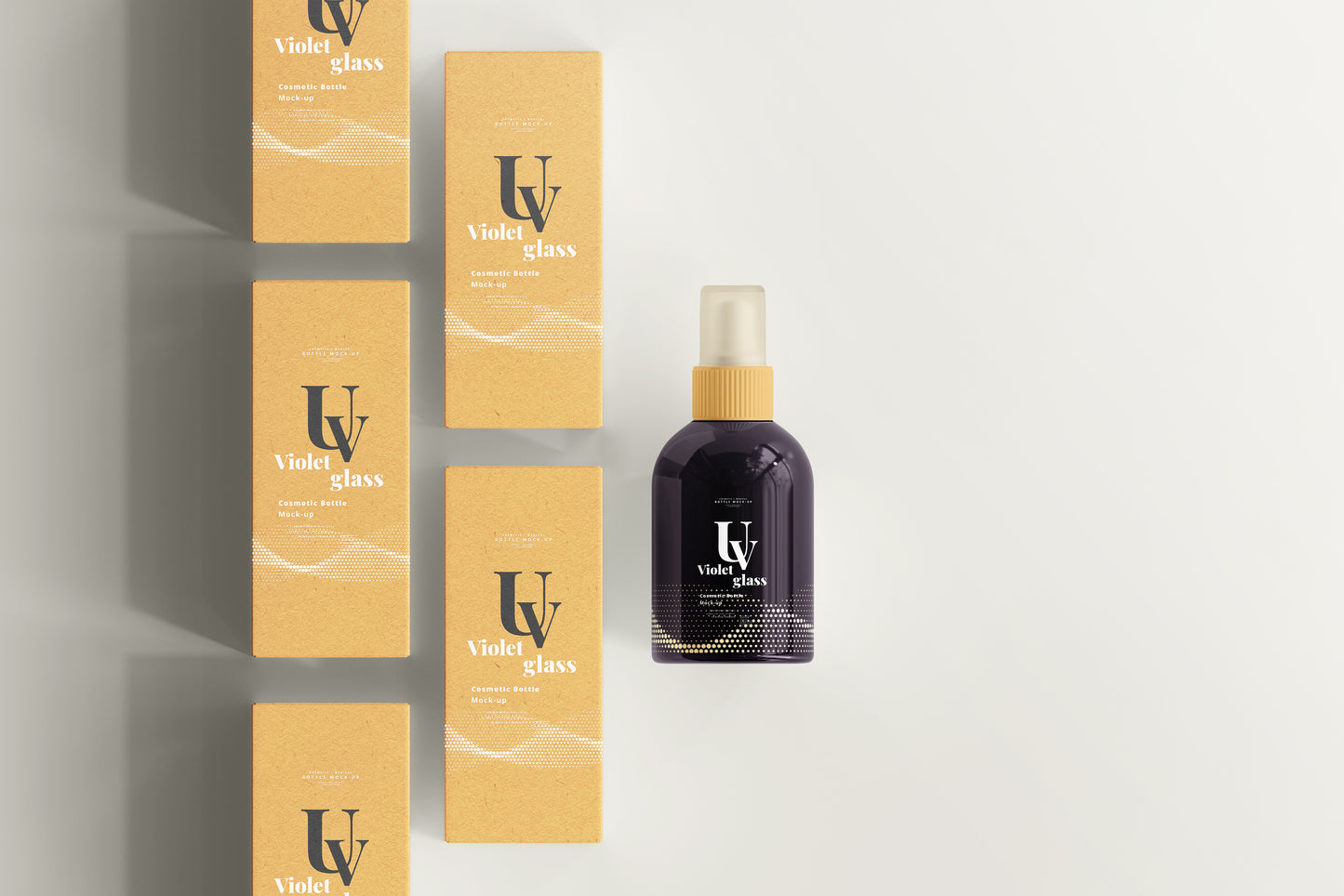 UV Glass Cosmetic Spray Bottle Mockups