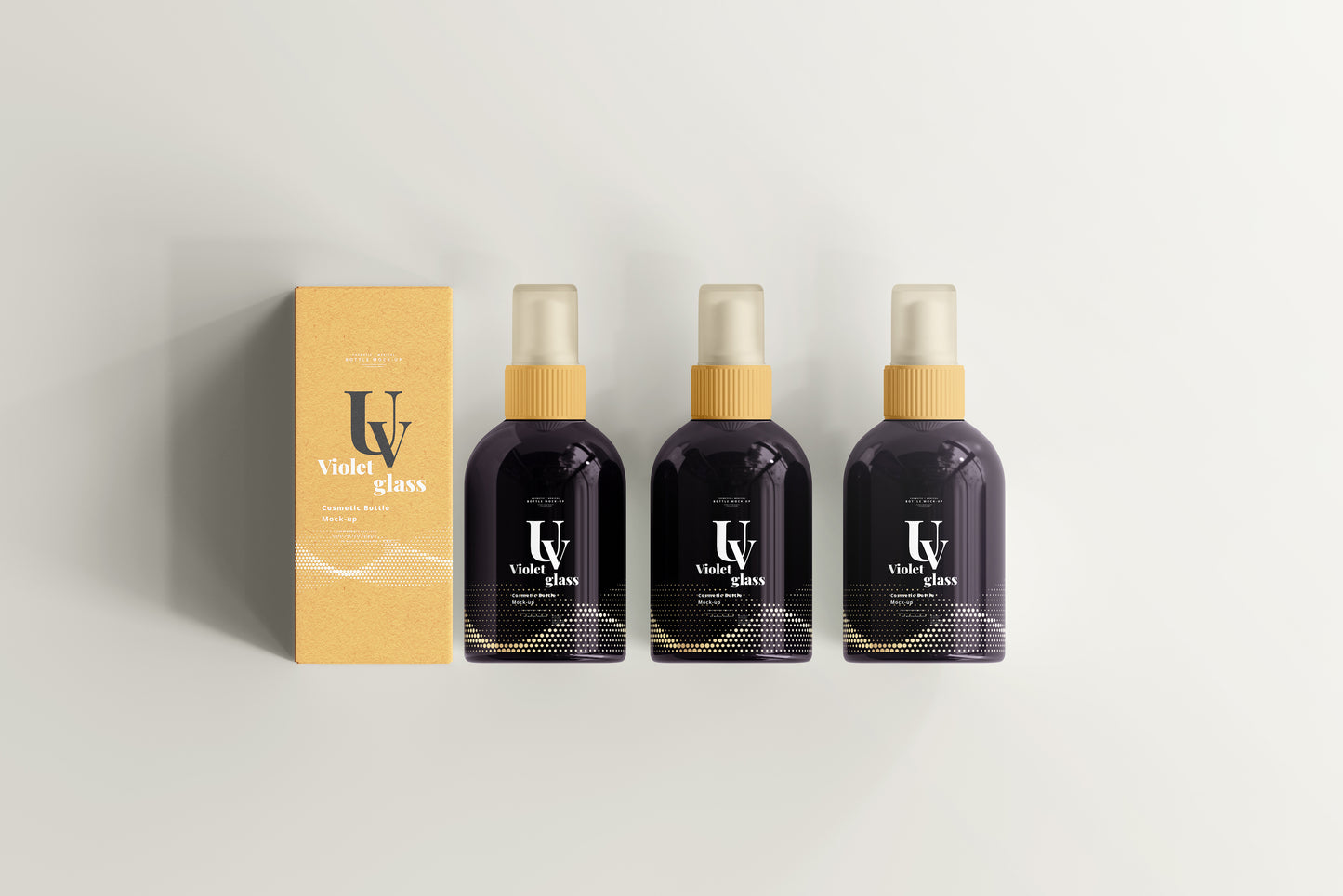 UV Glass Cosmetic Spray Bottle Mockups