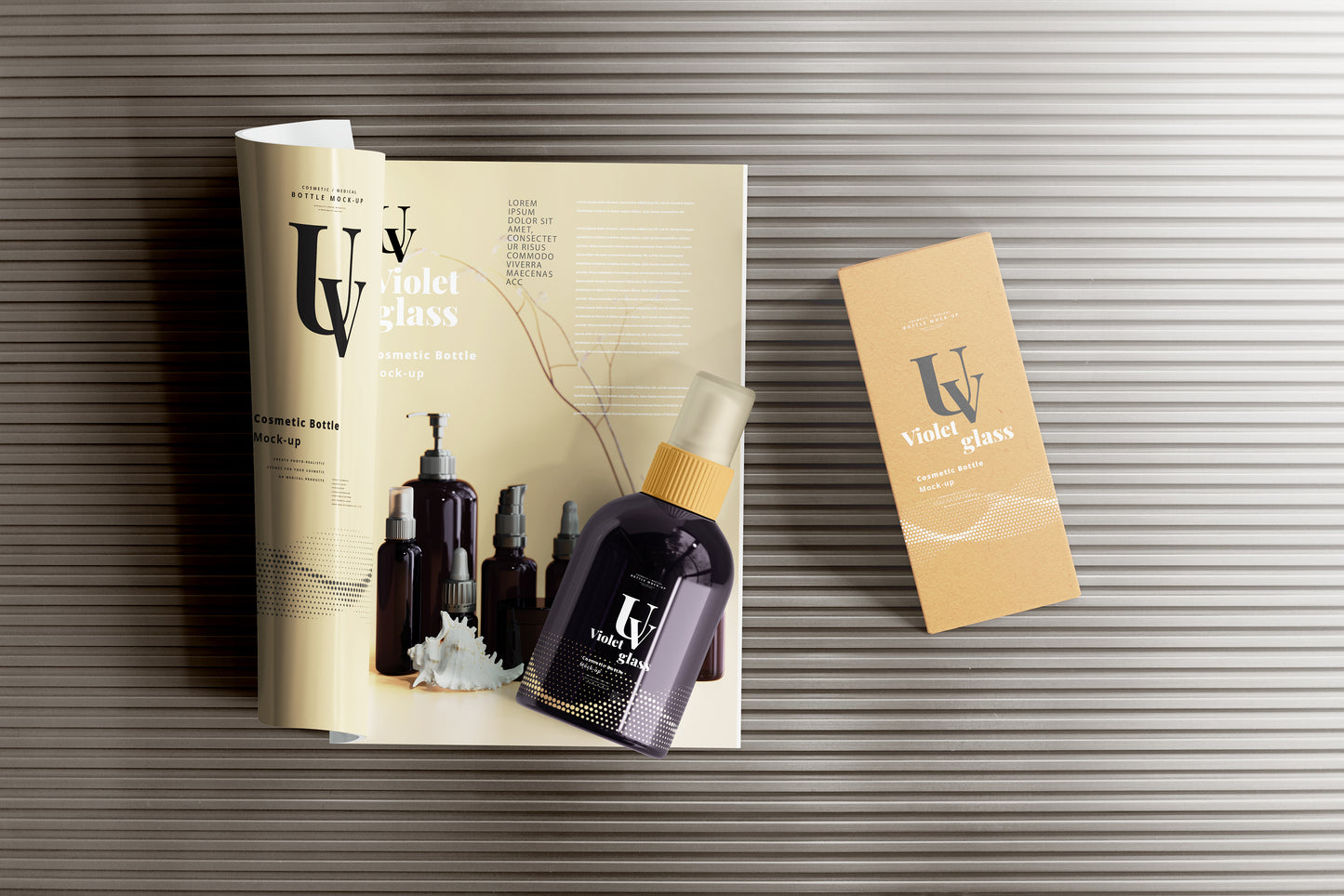 UV Glass Cosmetic Spray Bottle Mockups