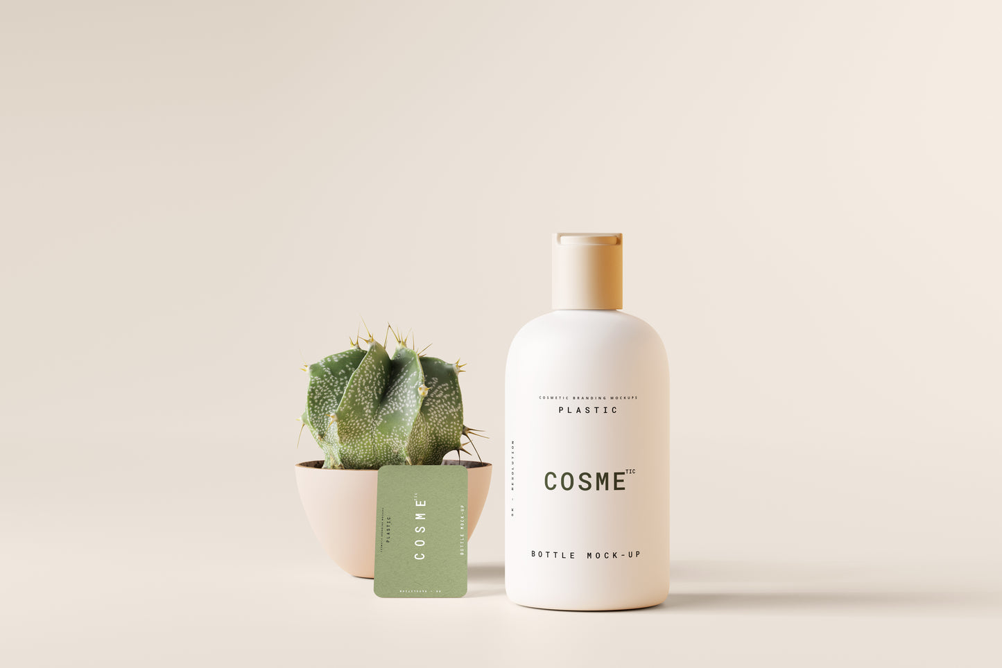 Disc Top-Cap Cosmetic Bottle Mockups - M