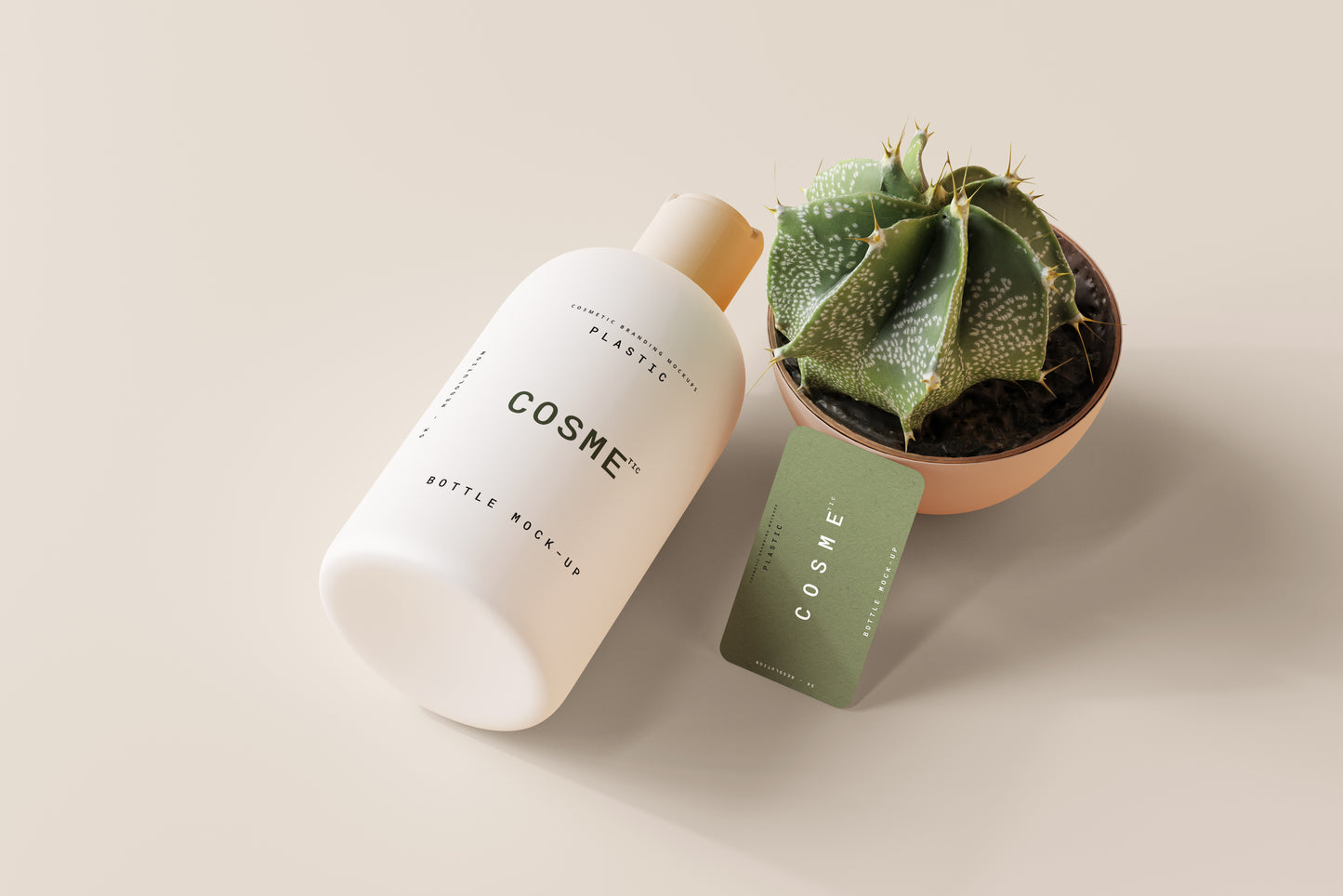 Disc Top-Cap Cosmetic Bottle Mockups - M