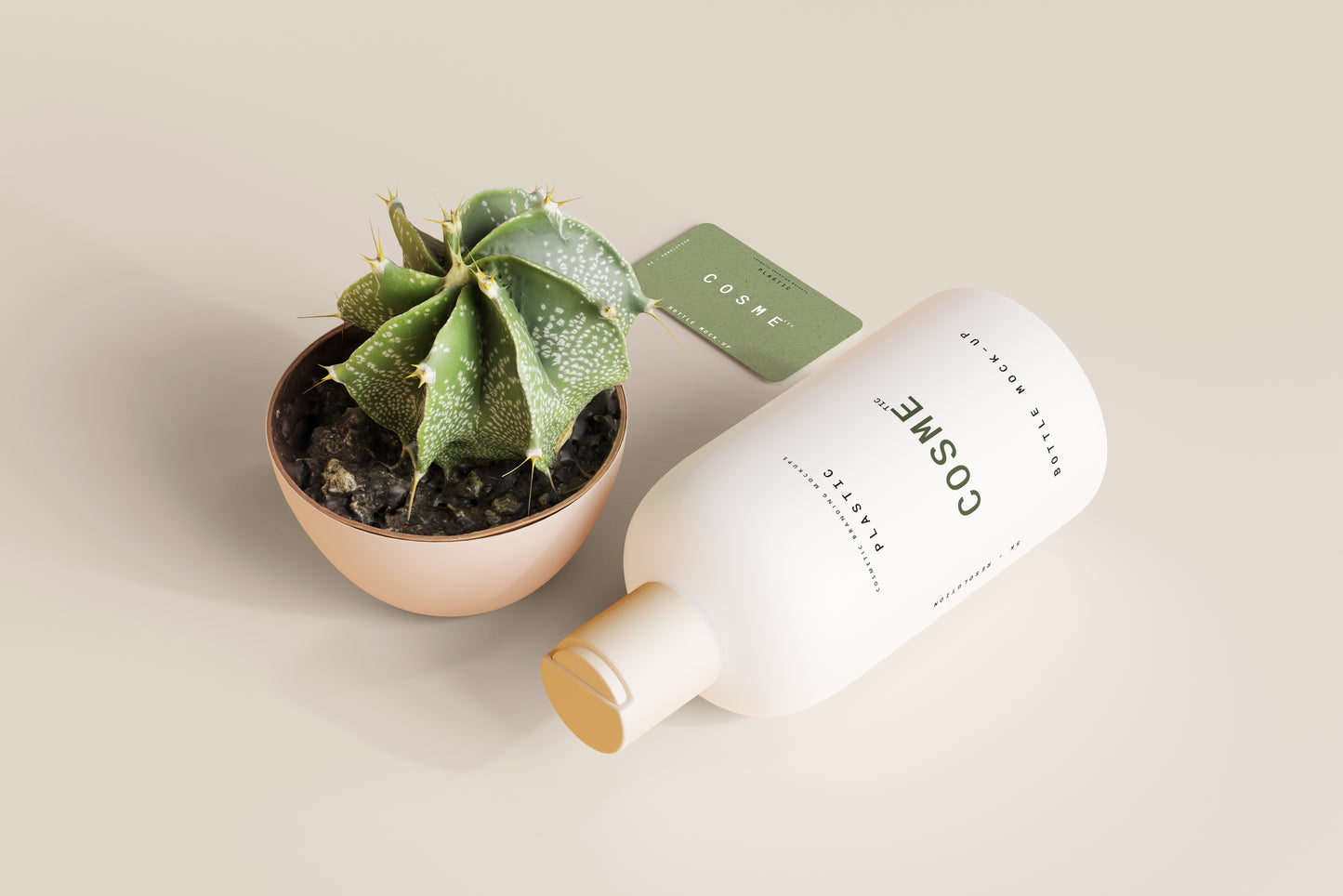 Disc Top-Cap Cosmetic Bottle Mockups - M