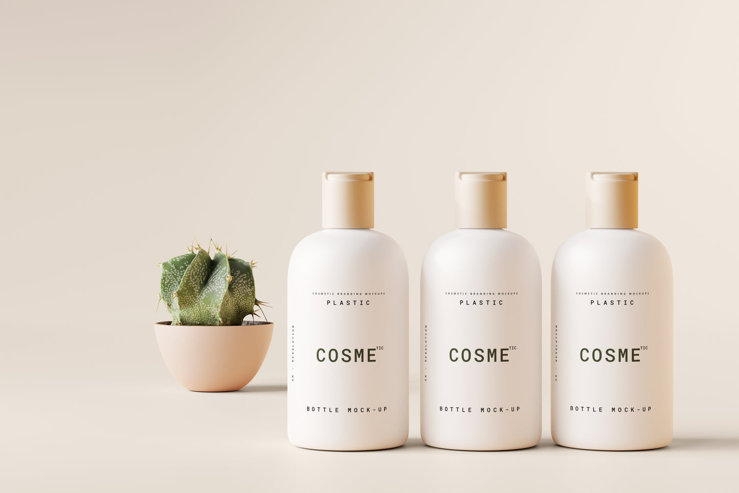 Disc Top-Cap Cosmetic Bottle Mockups - M