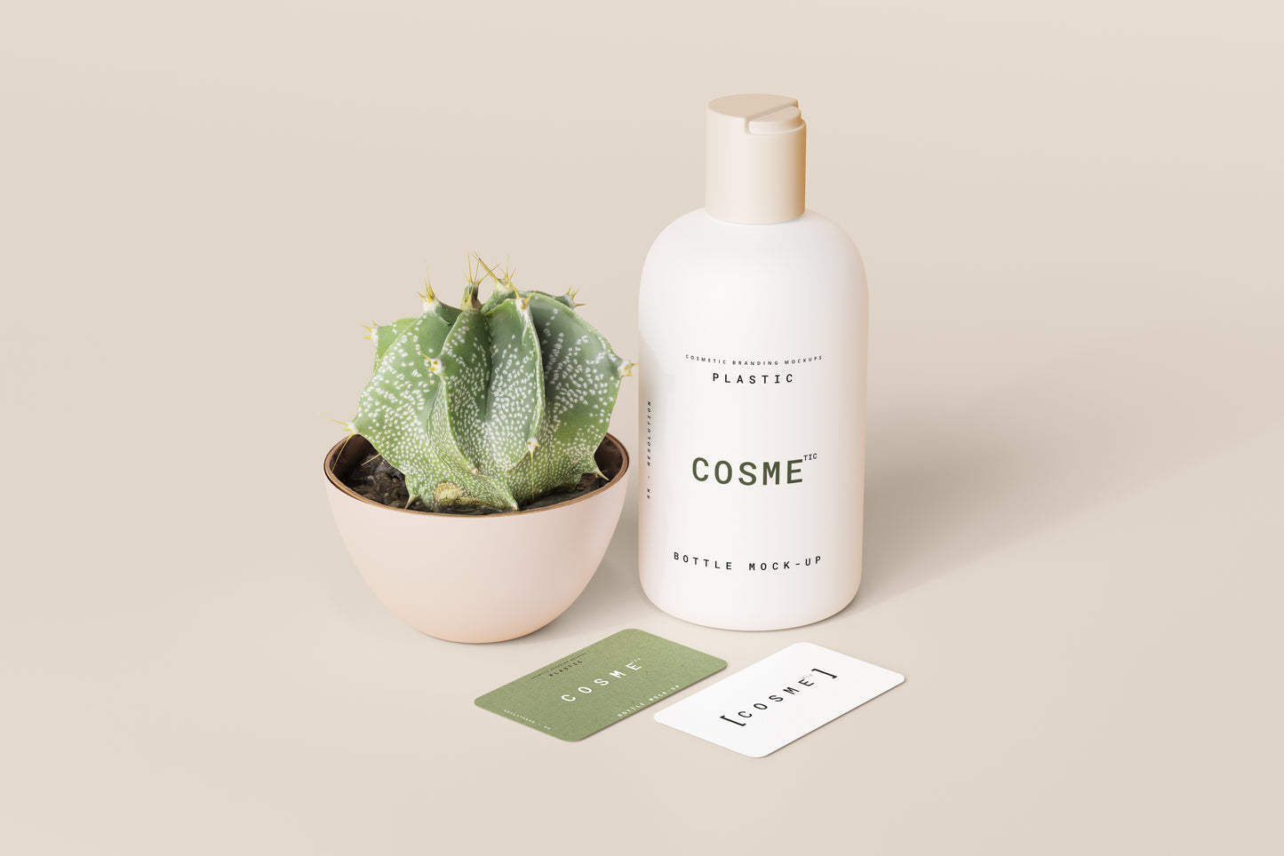 Disc Top-Cap Cosmetic Bottle Mockups - M