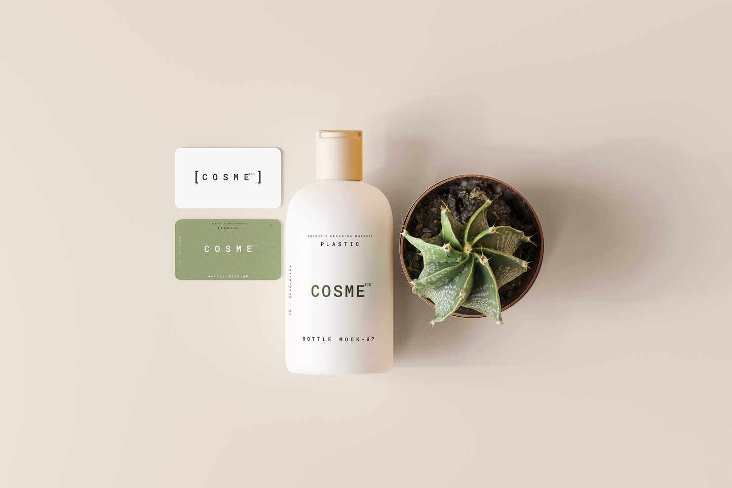 Disc Top-Cap Cosmetic Bottle Mockups - M