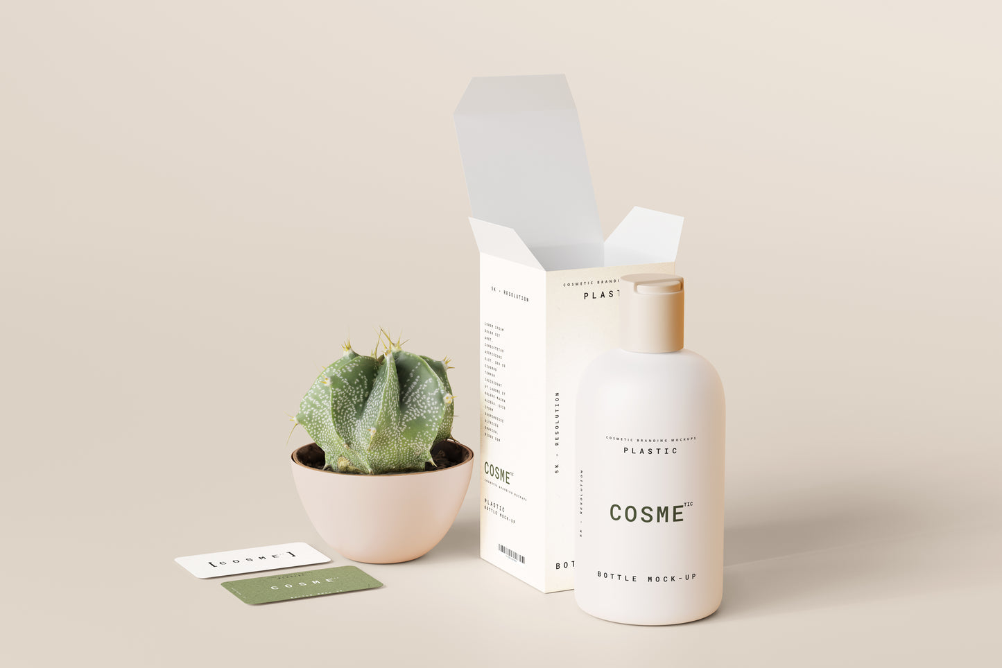 Disc Top-Cap Cosmetic Bottle Mockups - M