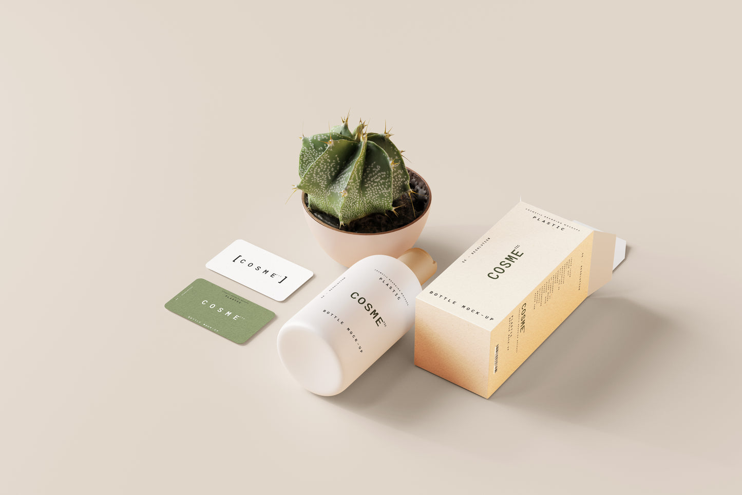 Disc Top-Cap Cosmetic Bottle Mockups - M