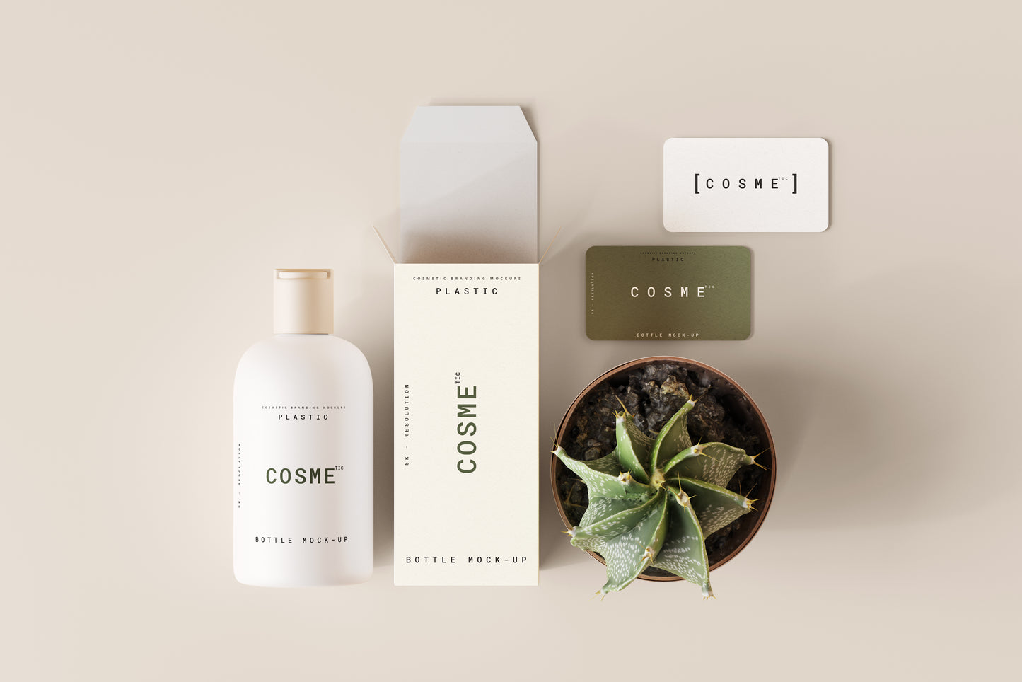 Disc Top-Cap Cosmetic Bottle Mockups - M