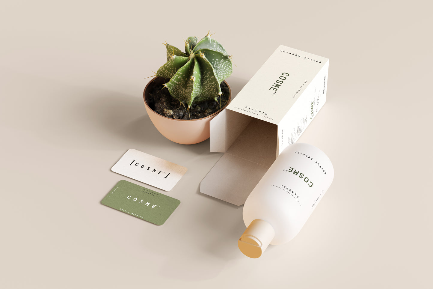 Disc Top-Cap Cosmetic Bottle Mockups - M