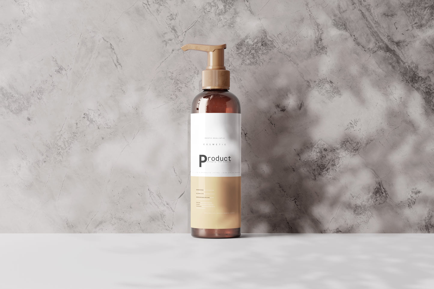 Amber Glass Pump Airless Dispenser Bottle Mockup