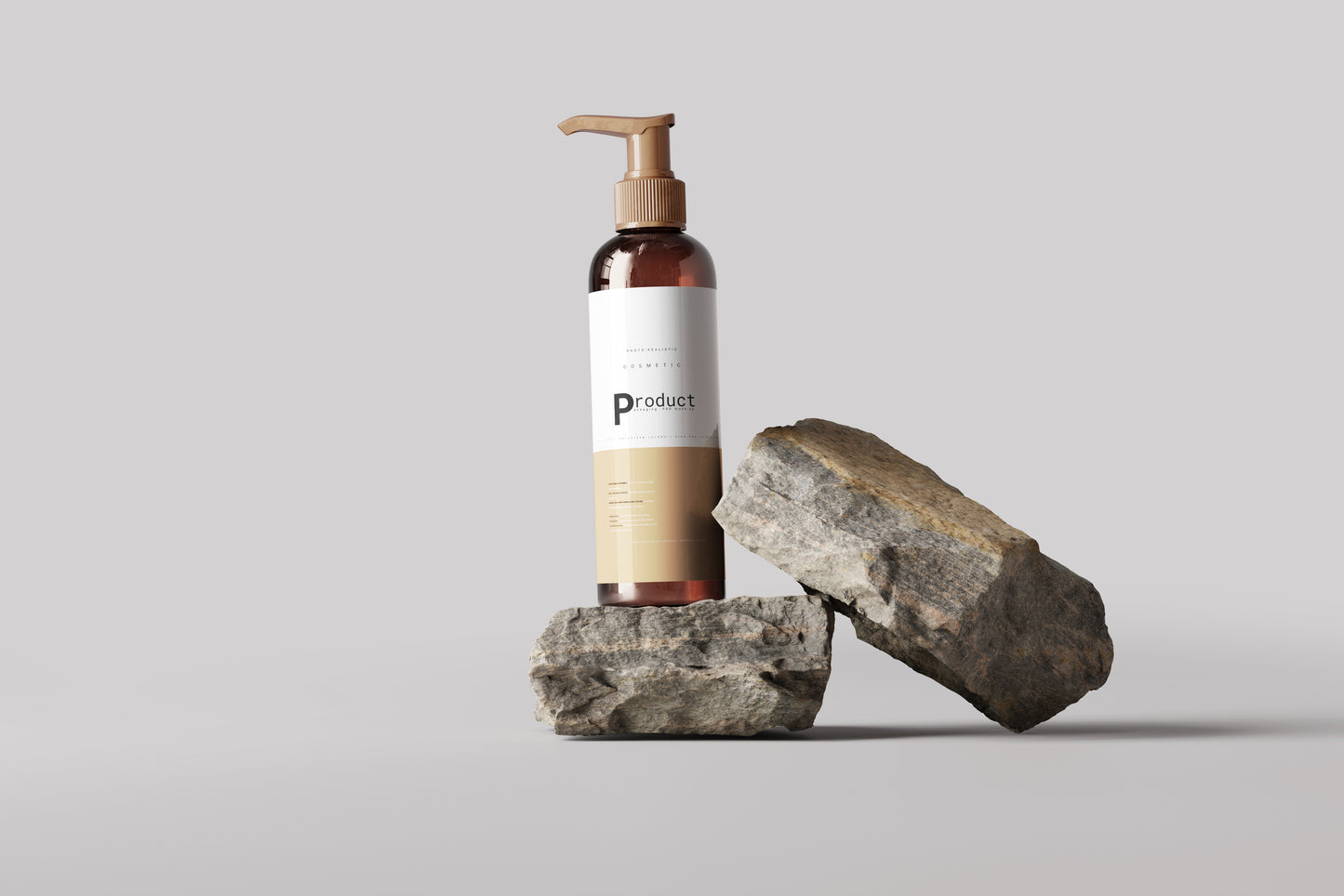 Amber Glass Pump Airless Dispenser Bottle Mockup