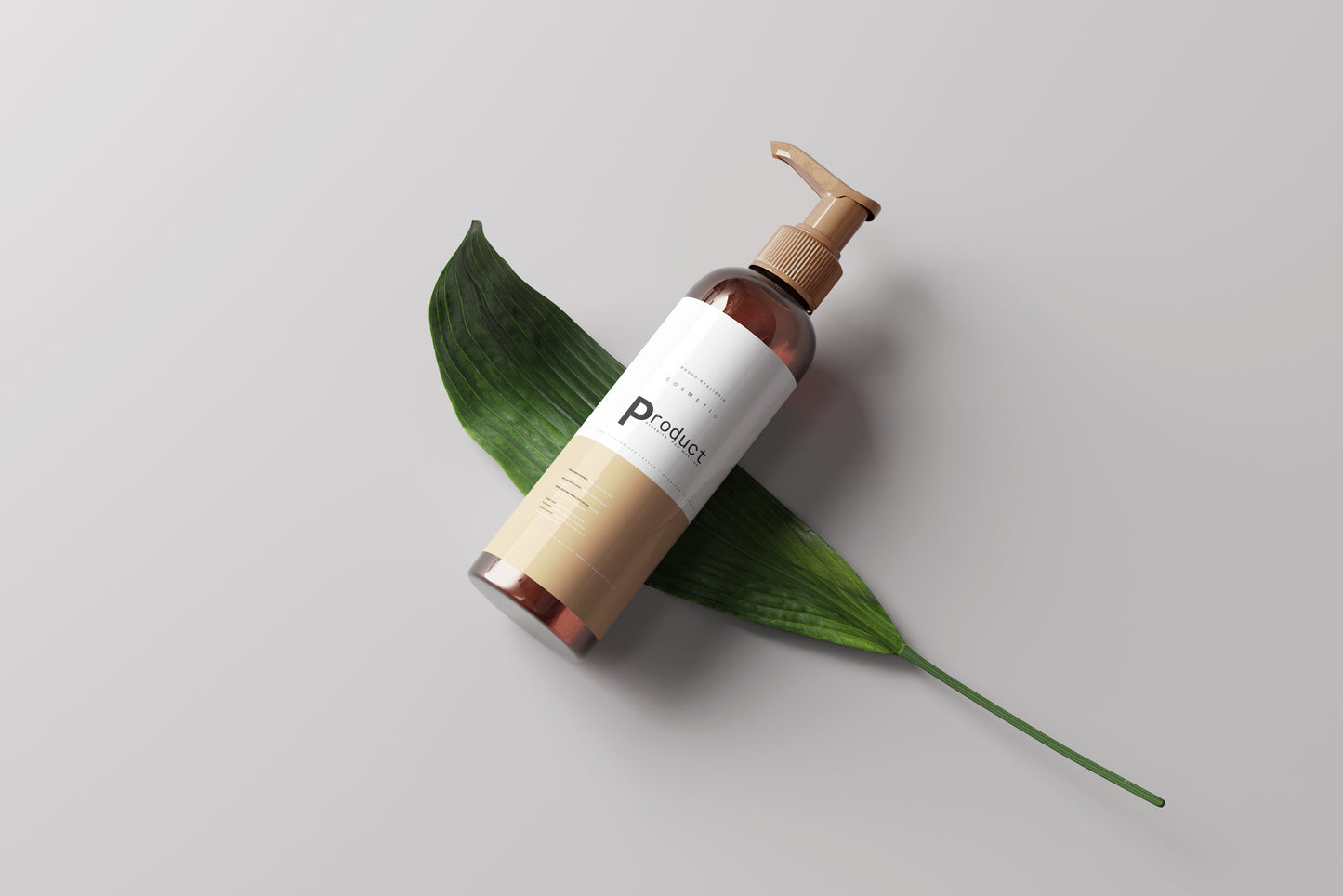 Amber Glass Pump Airless Dispenser Bottle Mockup
