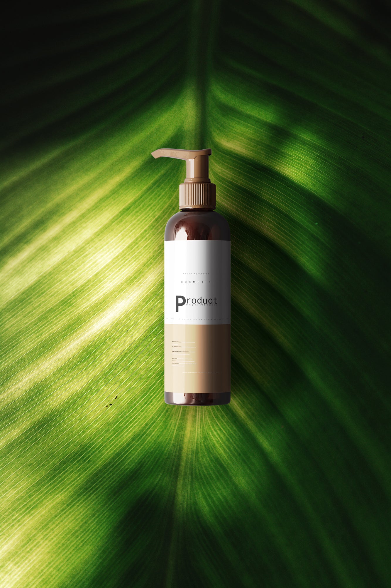 Amber Glass Pump Airless Dispenser Bottle Mockup