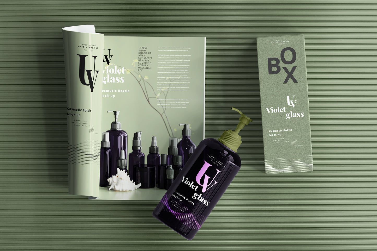 UV Glass Pump Bottle Mockups