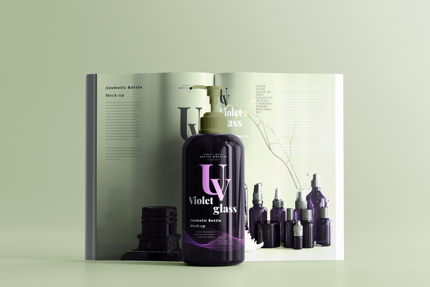 UV Glass Pump Bottle Mockups