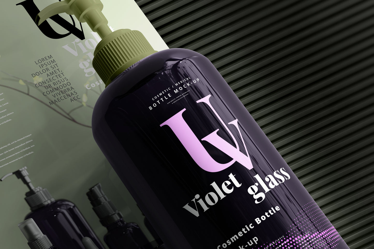 UV Glass Pump Bottle Mockups