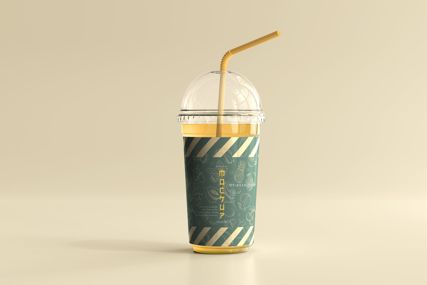 Rounded Lid Large Plastic Cup Mockup