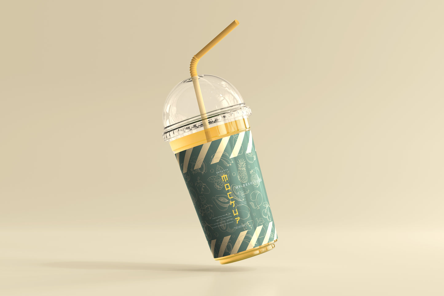Rounded Lid Large Plastic Cup Mockup