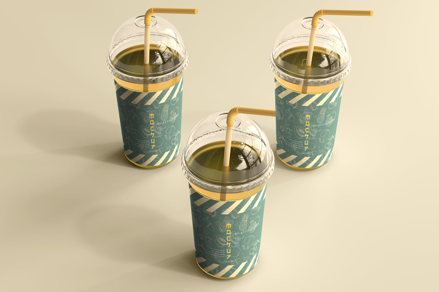 Rounded Lid Large Plastic Cup Mockup