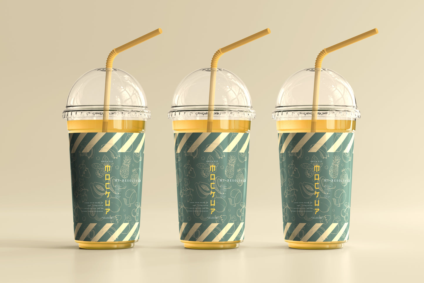 Rounded Lid Large Plastic Cup Mockup