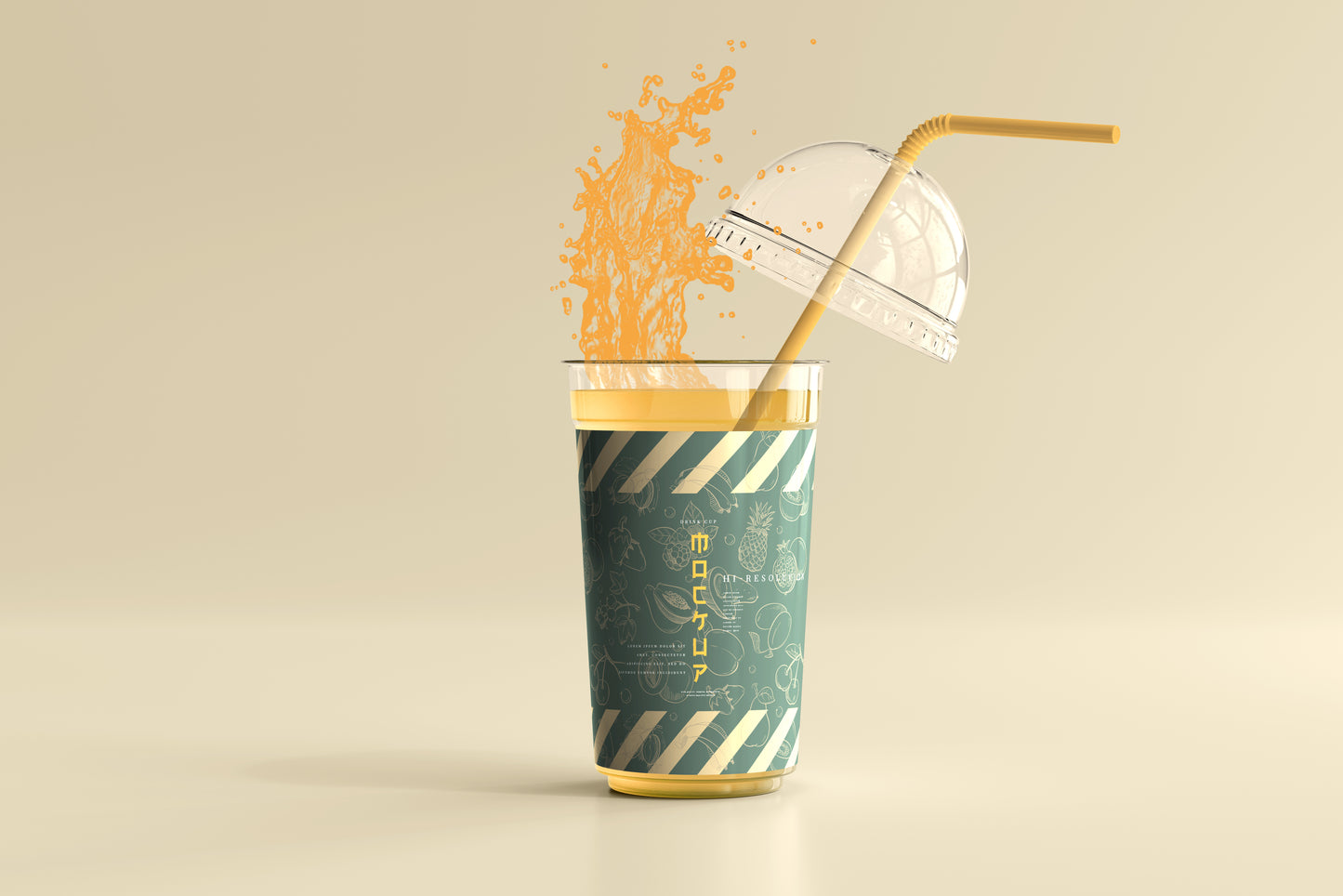 Rounded Lid Large Plastic Cup Mockup