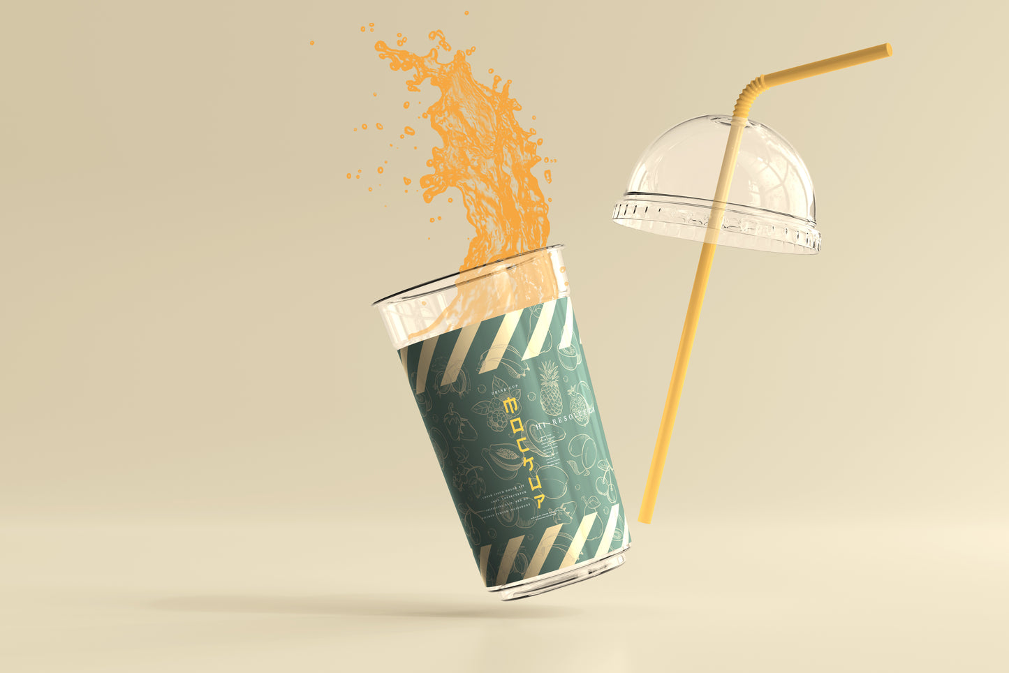 Rounded Lid Large Plastic Cup Mockup